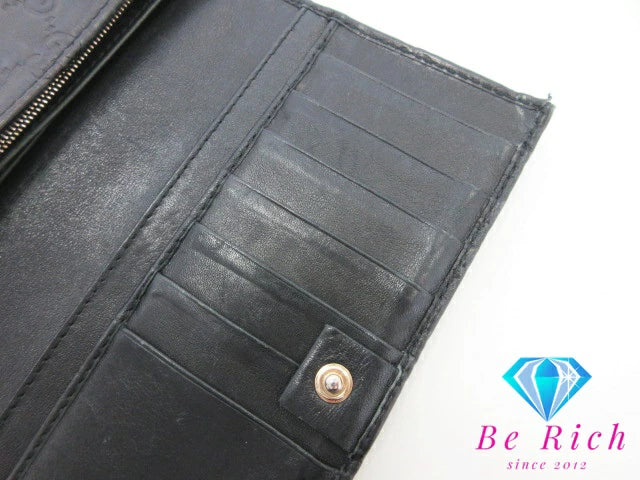 グッチ GUCCI 二つ折り長財布 154257 GG シマ レザー 黒 ブラック ロングウォレット レディース【中古】【送料無料】bs3440