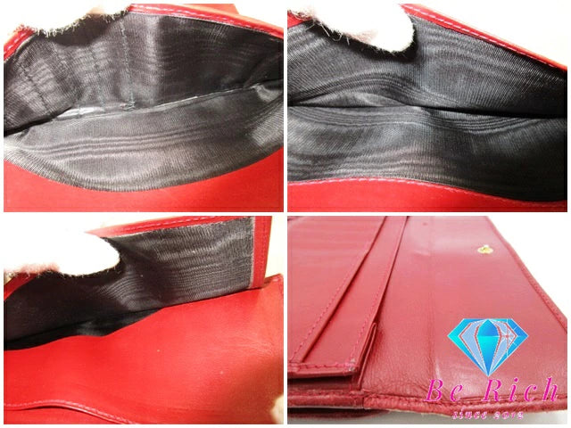 サルヴァトーレ フェラガモ Salvatore Ferragamo 三つ折り財布 長財布 224072 ヴァラ 赤 レッド レザー がま口 小銭入れ 二つ折り財布 ロング ウォレット 【中古】【送料無料】bs3660