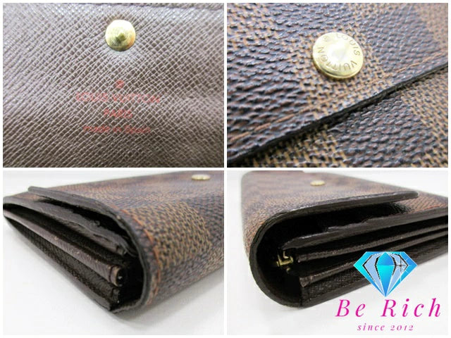 ルイ ヴィトン LOUIS VUITTON 二つ折り財布 長財布 ダミエ ポルト フォイユ サラ N61734 エベヌ 茶 ブラウン LV ロゴ ロング ウォレット 【中古】【送料無料】 bs3736