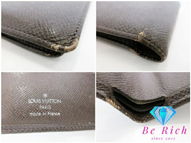 ルイ ヴィトン LOUIS VUITTON メンズ 二つ折り財布 札入れ タイガ ポルト ビエ 6 カルト クレディ M30486 アカジュー 茶 ブラウン LV ロゴ コンパクト ウォレット 小銭入れなし 【中古】【送料無料】 bs3758