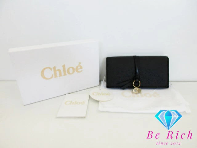 美品 クロエ Chloe Alphabet ウォレット 長財布 CHC21WP942G57 アルファベット 黒 ブラック レザー ロゴ 二つ折り財布 ロング ウォレット 【中古】【送料無料】 bs3803