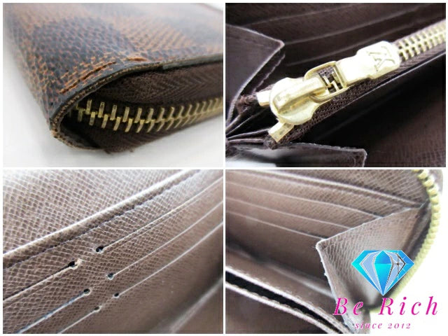 ルイ ヴィトン LOUIS VUITTON 財布 ダミエ ジッピーウォレット N41661 エベヌ ブラウン 茶 PVC レザー 札入れ 小銭入れ ラウンドファスナー 長財布 ロング ウォレット メンズ レディース 【中古】【送料無料】 bs3833