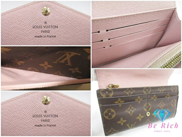 ルイ ヴィトン LOUIS VUITTON 二つ折り財布 長財布 モノグラム ポルトフォイユ サラ M62235 ブラウン 茶 ピンク ローズバレリーヌ LV ロゴ ロング ウォレット 【中古】【送料無料】 bs3924