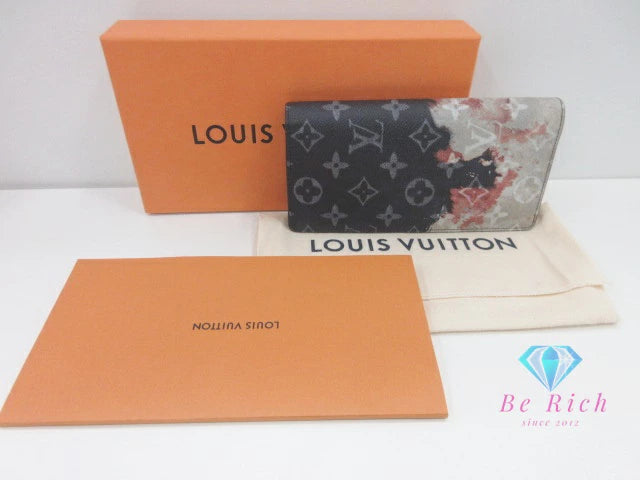 ルイ ヴィトン LOUIS VUITTON ポルト フォイユ ブラザ モノグラム ブリーチ M82826 メンズ 長財布 ブラック 黒 LV ロゴ 二つ折り財布 ロング ウォレット 【中古】【送料無料】 bs4043