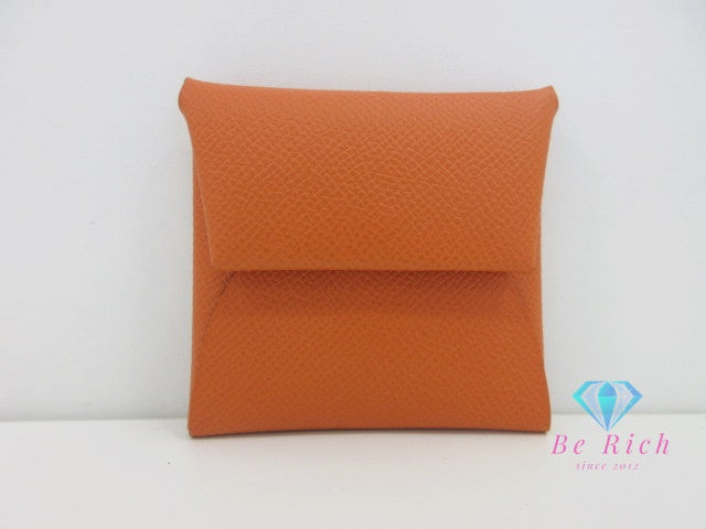 エルメス HERMES バスティア コインケース 小銭入れ B 刻印 オレンジ ライム エプソン レザー コンパクト ウォレット 【中古】【送料無料】 bs4142