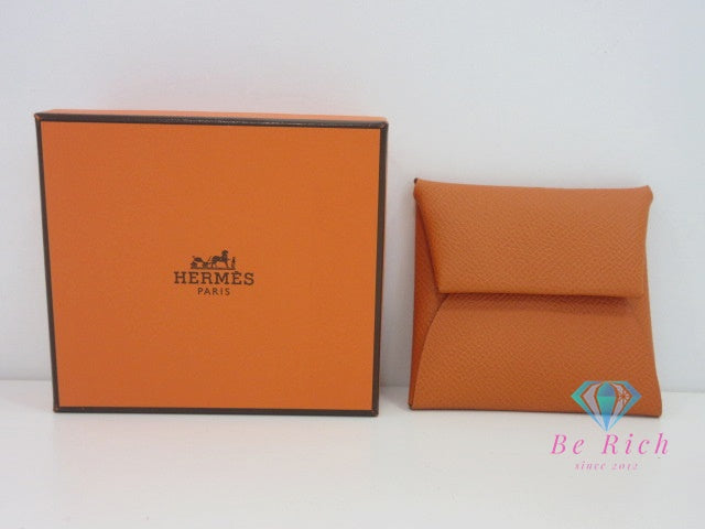 エルメス HERMES バスティア コインケース 小銭入れ B 刻印 オレンジ ライム エプソン レザー コンパクト ウォレット 【中古】【送料無料】 bs4142