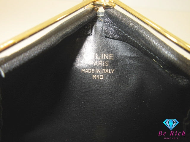 セリーヌ CELINE 財布 小銭入れ トライアングル タッセル 黒 ブラック ロゴ レザー コンパクト ウォレット ヴィンテージ【中古】【送料無料】 bs4146