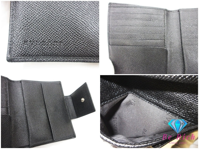 ブルガリ BVLGARI 二つ折り財布 ブルガリブルガリ ブラック 黒 レザー ロゴ コンパクト ウォレット 【中古】【送料無料】 bs4165