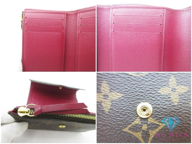 ルイ ヴィトン LOUIS VUITTON 三つ折り財布 モノグラム ポルトフォイユ ヴィクトリーヌ M41938 フューシャ ブラウン 財布 コンパクト ウォレット 【中古】【送料無料】 bs4463