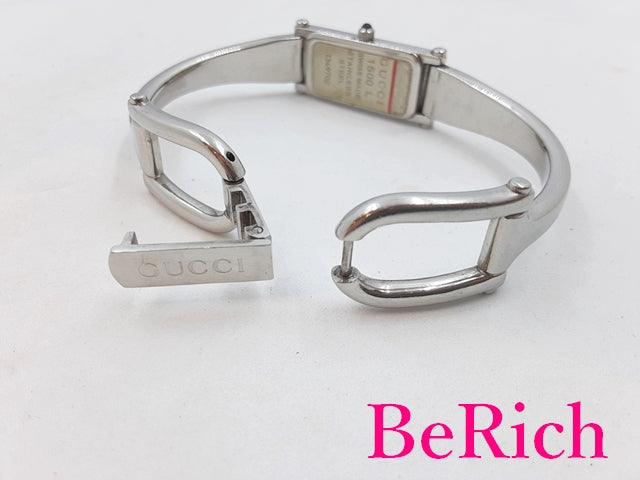 グッチ GUCCI レディース 腕時計 バングル ウォッチ 1500 YA015532 グレー 文字盤 SS ブレス レクタンギュラー アナログ クォーツ QZ 【中古】【送料無料】 bt2749