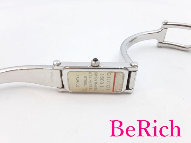 グッチ GUCCI レディース 腕時計 バングル ウォッチ 1500 YA015532 グレー 文字盤 SS ブレス レクタンギュラー アナログ クォーツ QZ 【中古】【送料無料】 bt2749