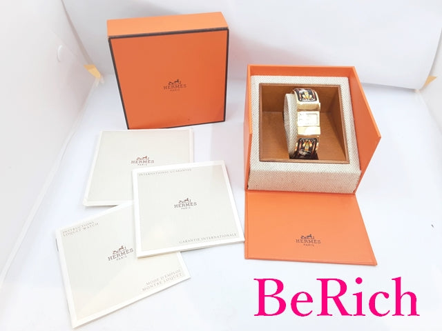 エルメス HERMES ロケ レディース 腕時計 バングル ウォッチ L01.201 ゴールド 文字盤 SS GP 七宝焼き ブレス ロゴ アナログ クォーツ QZ ウォッチ 【中古】【送料無料】 bt2764