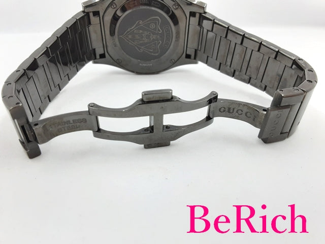 グッチ GUCCI パンテオン クロノグラフ メンズ 腕時計 デイト YA115237 黒 ブラック 文字盤 SS ブレス アナログ クォーツ QZ ウォッチ 【中古】【送料無料】 bt2830