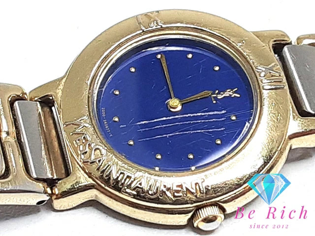 イヴ サンローラン YVES SAINT LAURENT レディース 腕時計 2200-229789Y 青 ブルー シルバー ゴールド SS ブレス YSL ロゴ アナログ クォーツ QZ ウォッチ 【中古】【送料無料】 bt3046