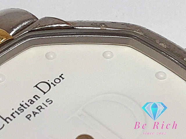 クリスチャン ディオール Christian Dior オクタゴン スウィング ウォッチ メンズ 腕時計 デイト 45.204 白 ホワイト ゴールド シルバー SS ブレス アナログ クォーツ QZ 【中古】【送料無料】 bt3064