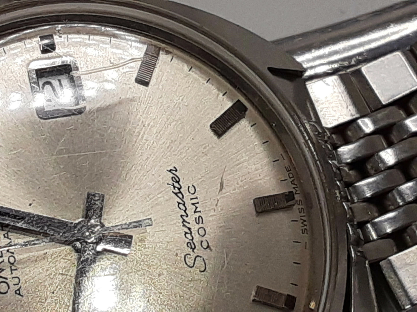 OH 済 オメガ OMEGA シーマスター コスミック 自動巻き メンズ 腕時計 デイト 166.026 シルバー SS ブレス アナログ ウォッチ アンティーク ヴィンテージ Seamaster COSMIC 【中古】【送料無料】 bt3078