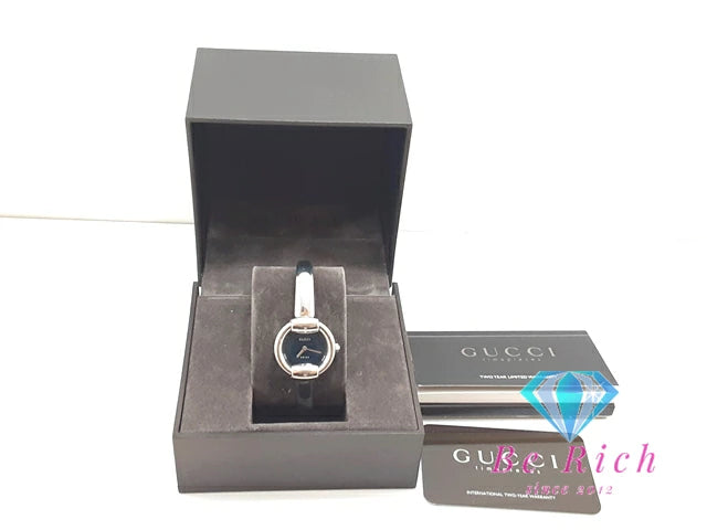 グッチ GUCCI レディース 腕時計 バングル ウォッチ 1400L ラウンド 黒 ブラック SS シルバー アナログ クォーツ QZ 【中古】【送料無料】 bt3301