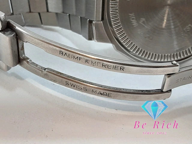 ボーム & メルシエ BAUME & MERCIER リヴィエラ メンズ 腕時計 デイト 5131 白 ホワイト シルバー SS ブレス アナログ クオーツ QZ ウォッチ リビエラ 【中古】【送料無料】 bt3304