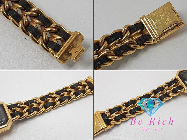 シャネル CHANEL プルミエール M H0001 レディース 腕時計 GP レザー 黒 ブラック ゴールド アナログ クォーツ QZ ウォッチ 【中古】【送料無料】 bt3359