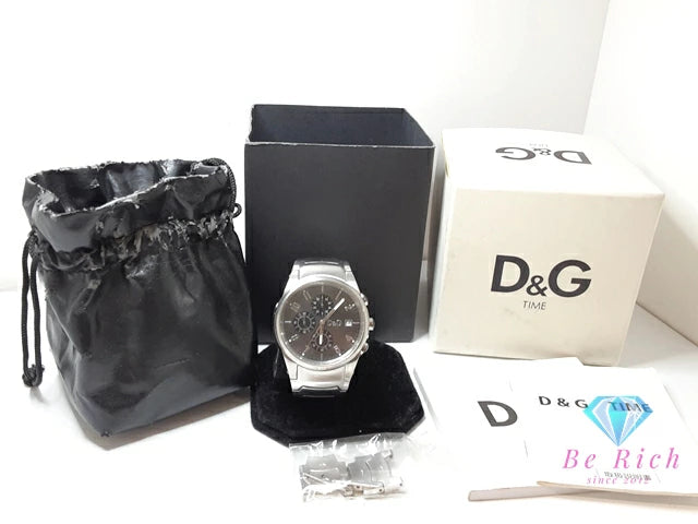 ドルチェ & ガッバーナ Dolce & Gabbana サンドパイパー クロノグラフ メンズ 腕時計 デイト 37.9770123 グレー シルバー SS ブレス ロゴ アナログ クオーツ QZ ウォッチ D&G 【中古】【送料無料】 bt3375