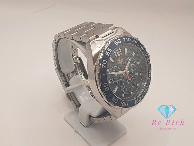 美品 タグホイヤー TAG HEUER フォーミュラ 1 クロノグラフ CAZ1014 メンズ 腕時計 デイト 200M 防水 青 ブルー シルバー SS ブレス クォーツ QZ ウォッチ FORMULA 【中古】【送料無料】 bt3377