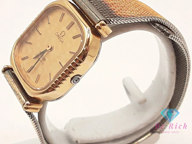 オメガ OMEGA デ ヴィル 591.0091 レディース 腕時計 スクエア ゴールド シルバー SS GP ブレス アナログ クォーツ QZ ウォッチ プッシュ リューズ 竜頭 DE VILLE デビル アンティーク ヴィンテージ 【中古】【送料無料】 bt3383
