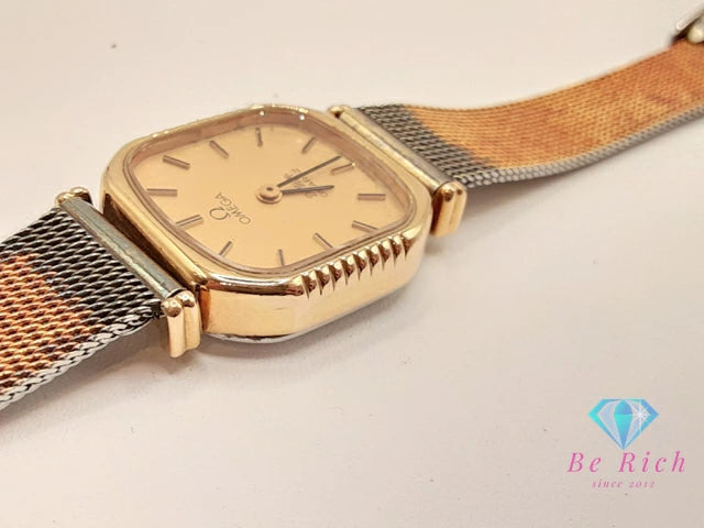 オメガ OMEGA デ ヴィル 591.0091 レディース 腕時計 スクエア ゴールド シルバー SS GP ブレス アナログ クォーツ QZ ウォッチ プッシュ リューズ 竜頭 DE VILLE デビル アンティーク ヴィンテージ 【中古】【送料無料】 bt3383