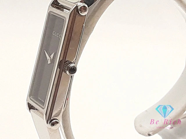 グッチ GUCCI レディース 腕時計 バングル ウォッチ 1500L 黒 ブラック シルバー SS ブレス レクタンギュラー アナログ クォーツ QZ 【中古】【送料無料】 bt3386