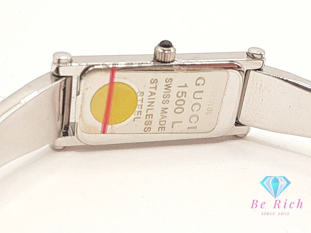 グッチ GUCCI レディース 腕時計 バングル ウォッチ 1500L 黒 ブラック シルバー SS ブレス レクタンギュラー アナログ クォーツ QZ 【中古】【送料無料】 bt3386