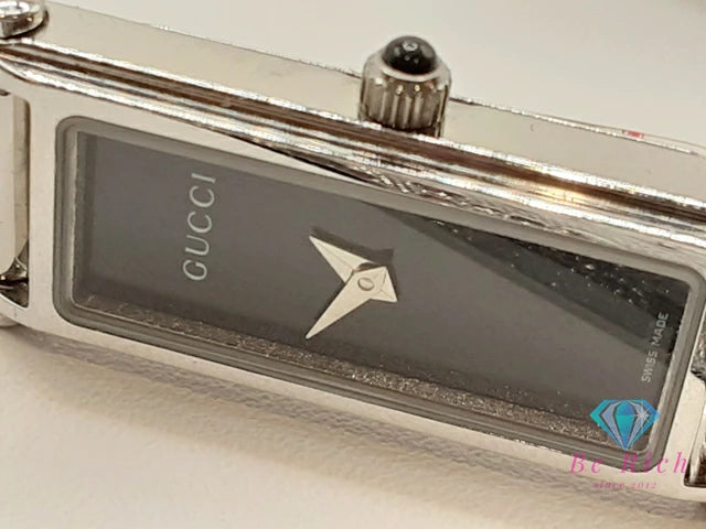 グッチ GUCCI レディース 腕時計 バングル ウォッチ 1500L 黒 ブラック シルバー SS ブレス レクタンギュラー アナログ クォーツ QZ 【中古】【送料無料】 bt3386
