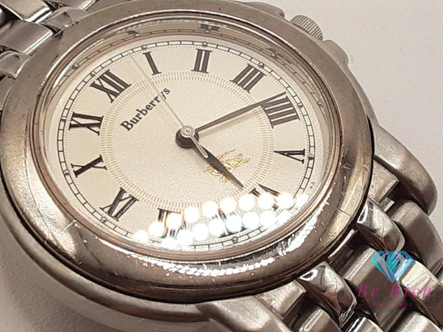バーバリー BURBERRY レディース 腕時計 5530-F51693 白 ホワイト シルバー SS ブレス ロゴ アナログ クォーツ QZ ウォッチ Burberrys 【中古】【送料無料】 bt3394
