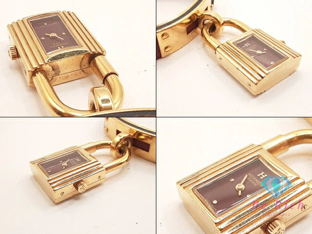 エルメス HERMES Kelly ケリー ウォッチ レディース 腕時計 KE1.201 赤 レッド ゴールド SS GP レザー ブレス ロゴ アナログ クォーツ QZ ウォッチ 【中古】【送料無料】 bt3400