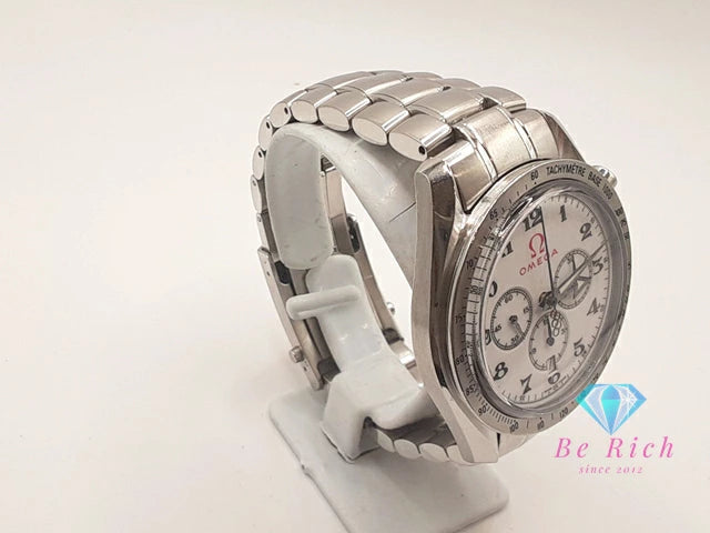 OH済 オメガ OMEGA スピードマスター ブロードアロー オリンピック モデル クロノグラフ デイト 自動巻き メンズ 腕時計 321.10.42.50.04.001 白 ホワイト シルバー SS ブレス オートマ AT アナログ ウォッチ 【中古】【送料無料】 bt3402