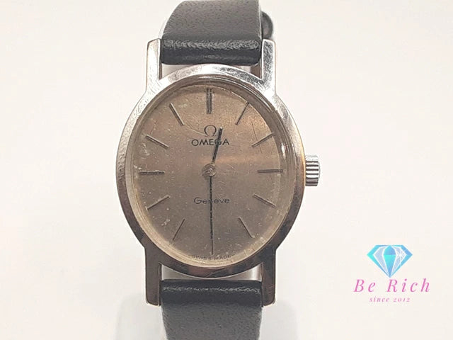 オメガ OMEGA ジュネーブ 625 手巻き レディース 腕時計 オーバル シルバー ブラック 黒 SS レザー ブレス アナログ ウォッチ ヴィンテージ アンティーク Geneve 【中古】【送料無料】 bt3409