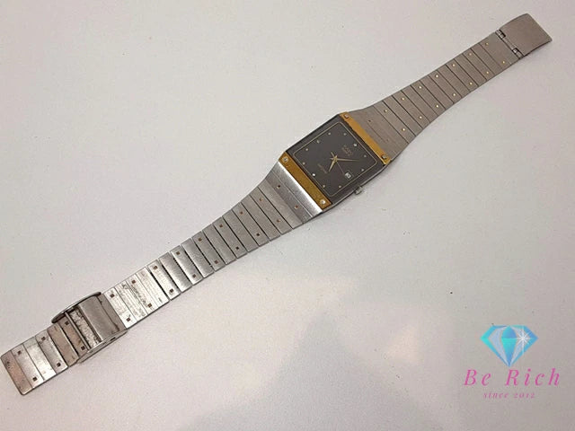 ラドー RADO ダイアスター メンズ 腕時計 デイト 129.0155.3 スクエア 黒 ブラック SS ブレス アナログ クォーツ QZ ウォッチ DIASTAR ダイヤスター 【中古】【送料無料】 bt3413