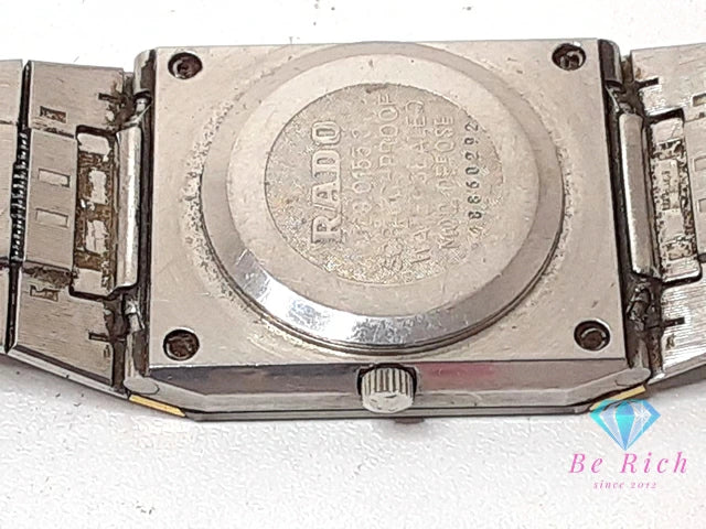 ラドー RADO ダイアスター メンズ 腕時計 デイト 129.0155.3 スクエア 黒 ブラック SS ブレス アナログ クォーツ QZ ウォッチ DIASTAR ダイヤスター 【中古】【送料無料】 bt3413