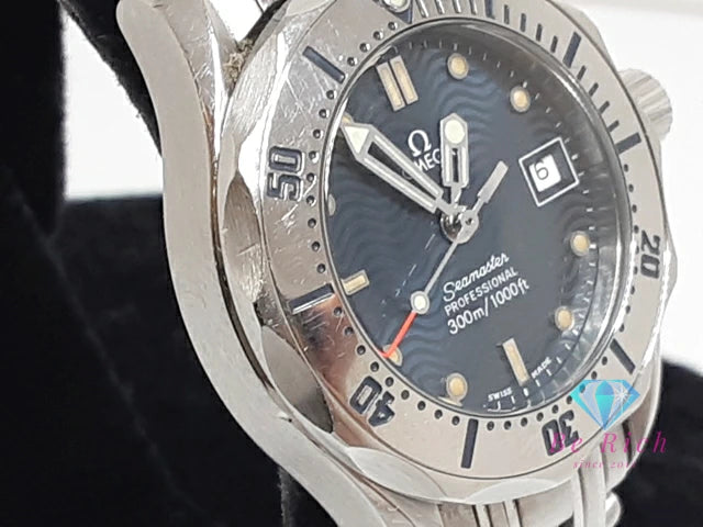 オメガ OMEGA シーマスター 300 レディース 腕時計 デイト 2582.80 紺 ネイビー ブルー シルバー SS ブレス アナログ クオーツ QZ ウォッチ Seamaster 【中古】【送料無料】 bt3414