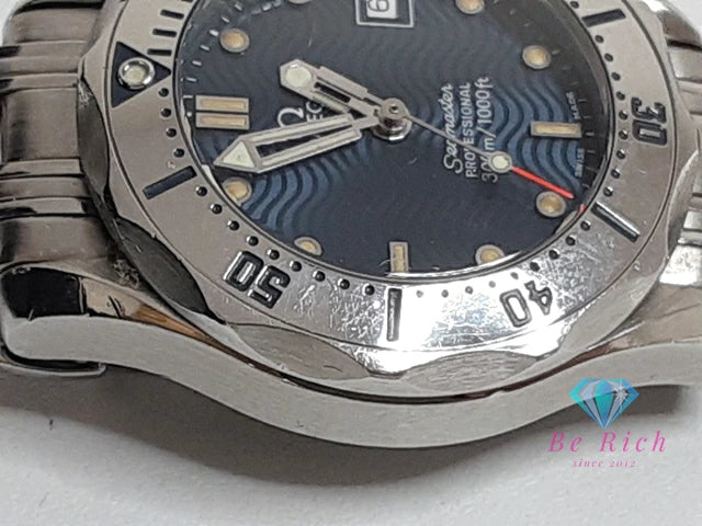 オメガ OMEGA シーマスター 300 レディース 腕時計 デイト 2582.80 紺 ネイビー ブルー シルバー SS ブレス アナログ クオーツ QZ ウォッチ Seamaster 【中古】【送料無料】 bt3414