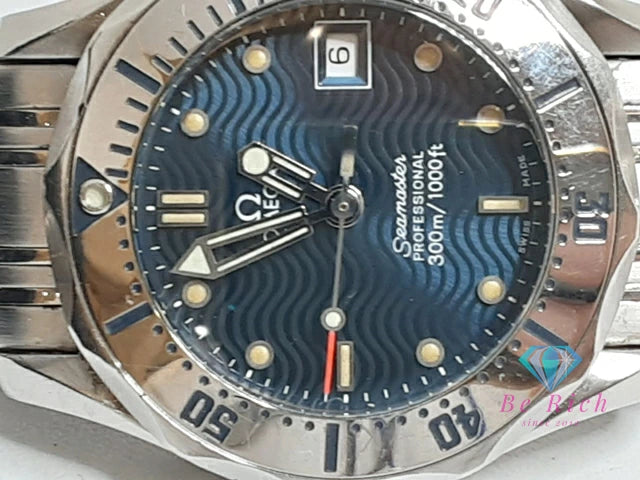 オメガ OMEGA シーマスター 300 レディース 腕時計 デイト 2582.80 紺 ネイビー ブルー シルバー SS ブレス アナログ クオーツ QZ ウォッチ Seamaster 【中古】【送料無料】 bt3414