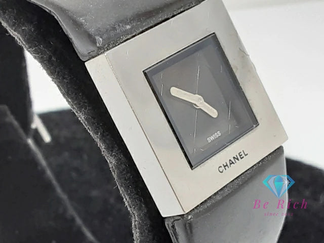 シャネル CHANEL マトラッセ レディース 腕時計 H0116 黒 ブラック SS レザー ロゴ アナログ クォーツ QZ ウォッチ 【中古】【送料無料】 bt3424