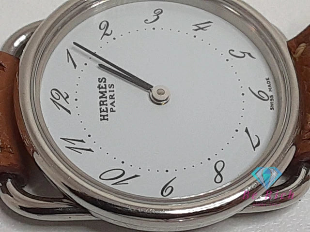 エルメス HERMES アルソー AR3.210 レディース 腕時計 白 ホワイト 茶 ブラウン SS レザー ブレス ロゴ アナログ クォーツ QZ ウォッチ Arceau 【中古】【送料無料】 bt3425