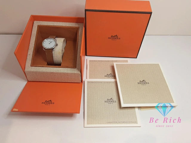 エルメス HERMES アルソー AR3.210 レディース 腕時計 白 ホワイト 茶 ブラウン SS レザー ブレス ロゴ アナログ クォーツ QZ ウォッチ Arceau 【中古】【送料無料】 bt3425