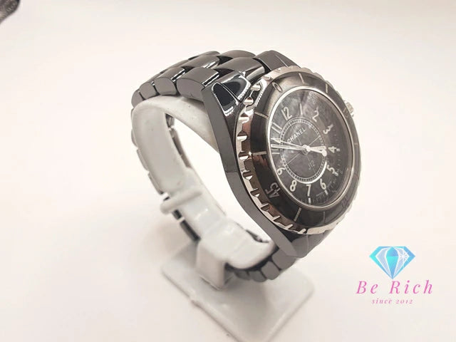 シャネル CHANEL J12 33mm セラミック デイト レディース 腕時計 H0682 ブラック 黒 SS ブレス アナログ クオーツ QZ ウォッチ 【中古】【送料無料】 bt3432