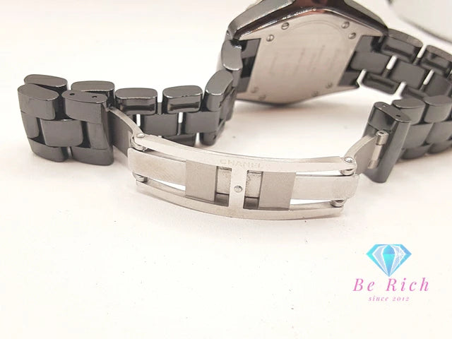 シャネル CHANEL J12 33mm セラミック デイト レディース 腕時計 H0682 ブラック 黒 SS ブレス アナログ クオーツ QZ ウォッチ 【中古】【送料無料】 bt3432