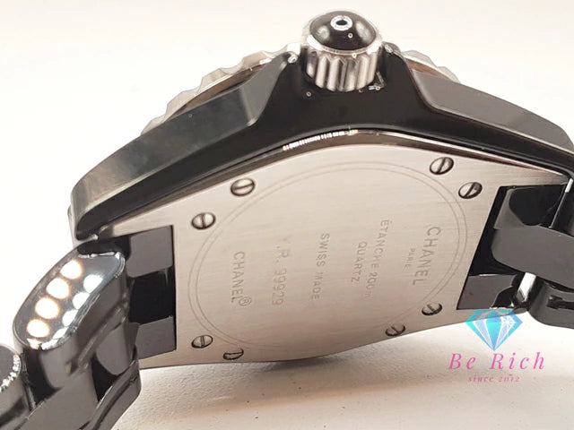 シャネル CHANEL J12 33mm セラミック デイト レディース 腕時計 H0682 ブラック 黒 SS ブレス アナログ クオーツ QZ ウォッチ 【中古】【送料無料】 bt3432