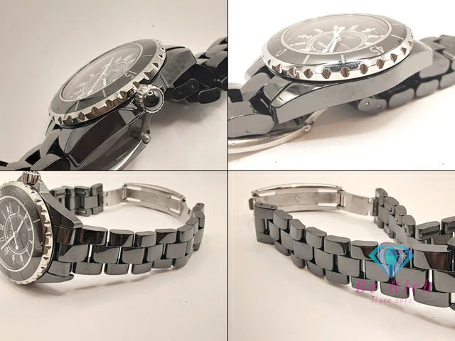 シャネル CHANEL J12 33mm セラミック デイト レディース 腕時計 H0682 ブラック 黒 SS ブレス アナログ クオーツ QZ ウォッチ 【中古】【送料無料】 bt3432