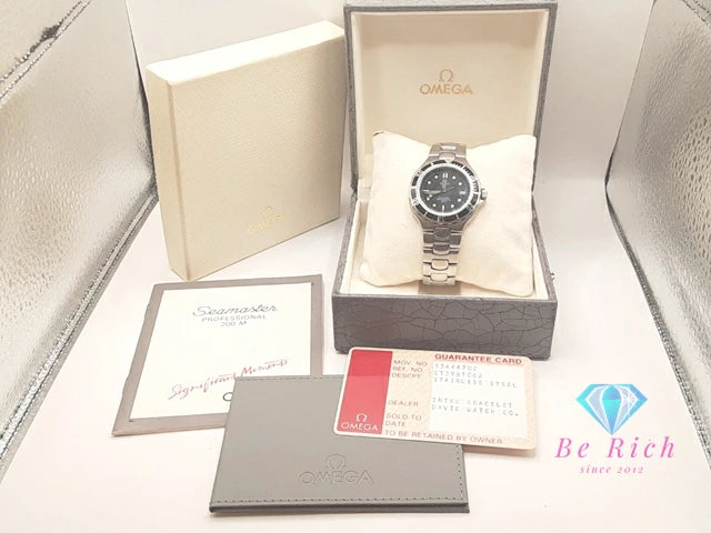 オメガ OMEGA シーマスター プロフェッショナル 200 メンズ 腕時計 デイト 396.1062 黒 ブラック シルバー SS ブレス アナログ クオーツ QZ ウォッチ SEAMASTER 【中古】【送料無料】 bt3450
