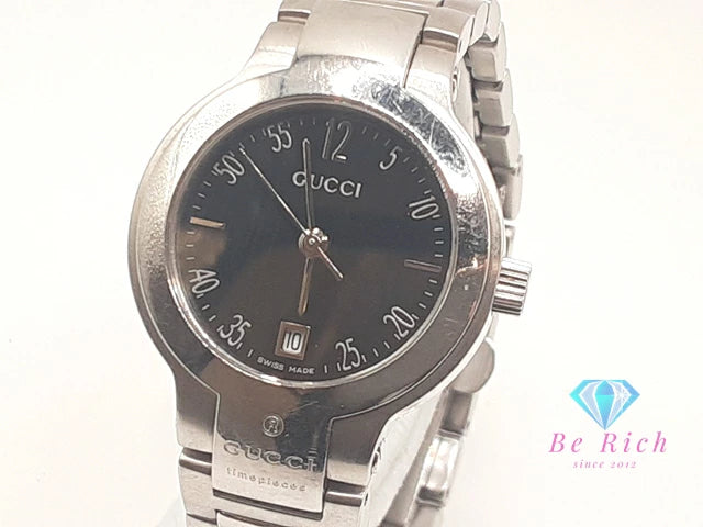 グッチ GUCCI レディース 腕時計 デイト 8900L ラウンド 黒 ブラック シルバー SS ブレス アナログ クォーツ QZ ウォッチ 【中古】【送料無料】 bt3452