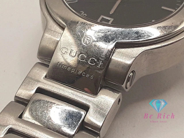 グッチ GUCCI レディース 腕時計 デイト 8900L ラウンド 黒 ブラック シルバー SS ブレス アナログ クォーツ QZ ウォッチ 【中古】【送料無料】 bt3452