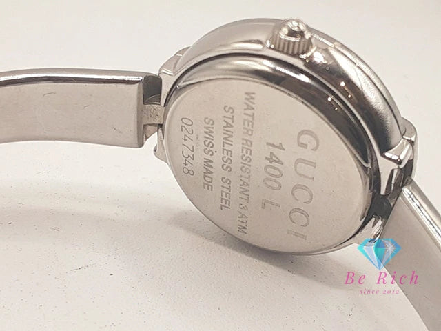 グッチ GUCCI レディース 腕時計 バングル ウォッチ 1400L ラウンド 黒 シルバー SS ブレス アナログ クォーツ QZ 【中古】【送料無料】 bt3453